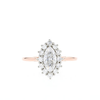 0.67 CT Marquise Cut Halo Moissanite Engagement Ring - Barbara Maison 