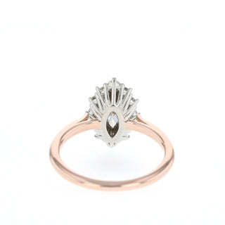 0.67 CT Marquise Cut Halo Moissanite Engagement Ring - Barbara Maison 