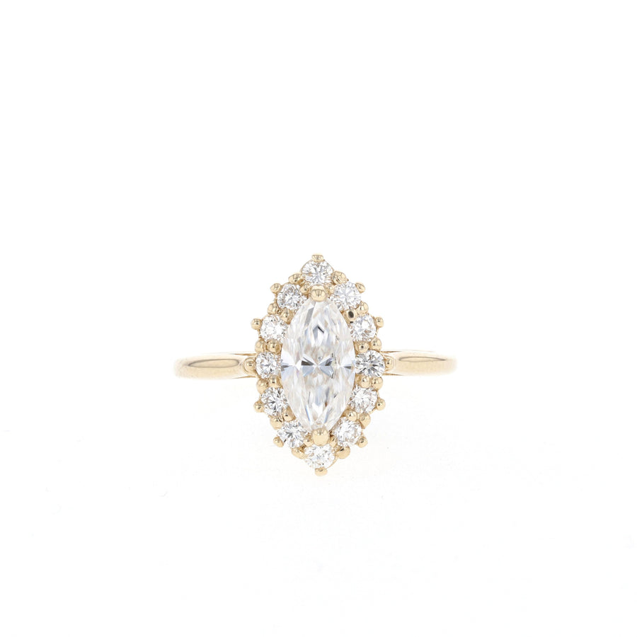 0.67 CT Marquise Cut Halo Moissanite Engagement Ring - Barbara Maison 