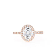 1.33 CT Oval Cut Halo & Pave Moissanite Engagement Ring - Barbara Maison 
