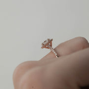 1.33 CT Oval Cut Halo & Pave Moissanite Engagement Ring - Barbara Maison 