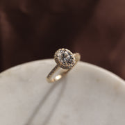 1.33 CT Oval Cut Halo & Pave Moissanite Engagement Ring - Barbara Maison 