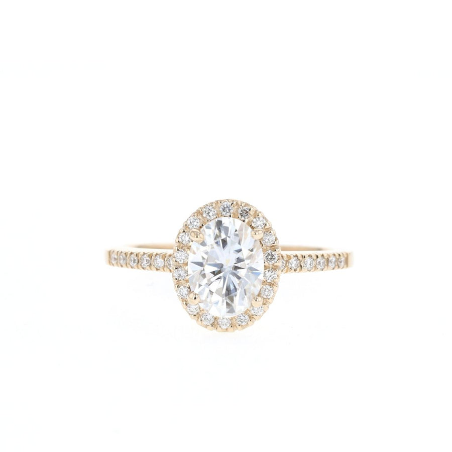 1.33 CT Oval Cut Halo & Pave Moissanite Engagement Ring - Barbara Maison 