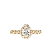 0.69-1.93 CT Pear Cut Halo & Pave Moissanite Engagement Ring - Barbara Maison 