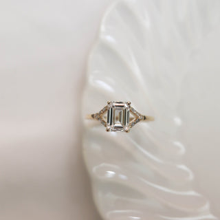 1.6 CT Emerald Cut Split Shank Moissanite Engagement Ring - Barbara Maison 