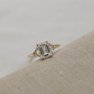 1.6 CT Emerald Cut Split Shank Moissanite Engagement Ring - Barbara Maison 