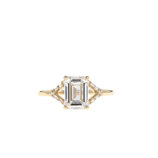 1.6 CT Emerald Cut Split Shank Moissanite Engagement Ring - Barbara Maison 