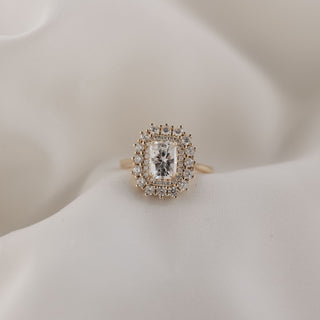 1.04 CT Radiant Cut Double Halo Moissanite Engagement Ring - Barbara Maison 