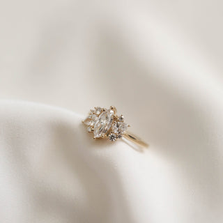 0.67 CT Marquise Cut Cluster Moissanite Engagement Ring - Barbara Maison 