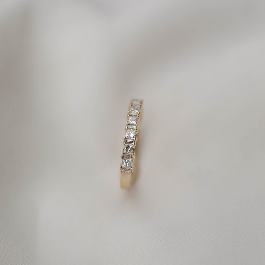 0.55 CT Princess & Baguette Alternating Moissanite Wedding Band - Barbara Maison 