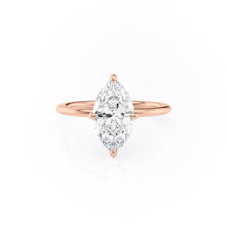 1.58 CT Marquise Cut Solitaire Hidden Halo Setting Moissanite Engagement Ring - Barbara Maison 