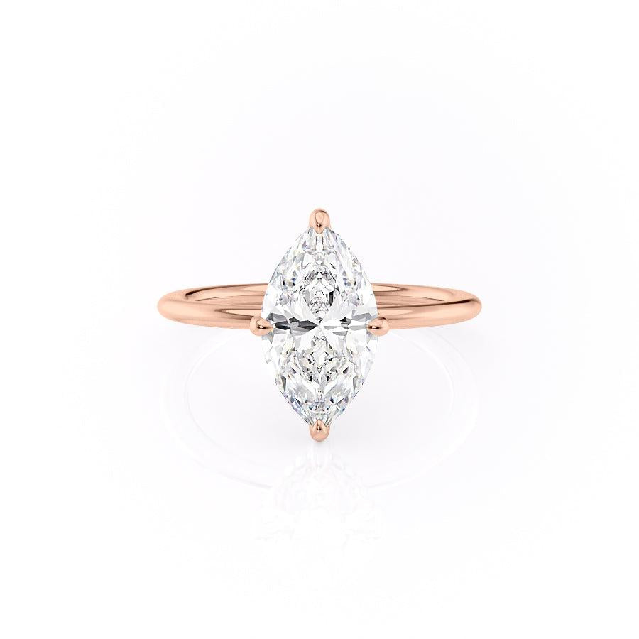 1.58 CT Marquise Cut Solitaire Hidden Halo Setting Moissanite Engagement Ring - Barbara Maison 