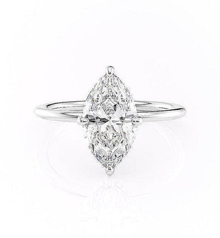 1.58 CT Marquise Cut Solitaire Hidden Halo Setting Moissanite Engagement Ring - Barbara Maison 