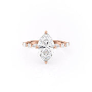 1.58 CT Marquise Cut Solitaire Pave Setting Moissanite Engagement Ring - Barbara Maison 
