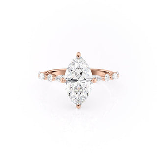 1.58 CT Marquise Cut Solitaire Pave Setting Moissanite Engagement Ring - Barbara Maison 