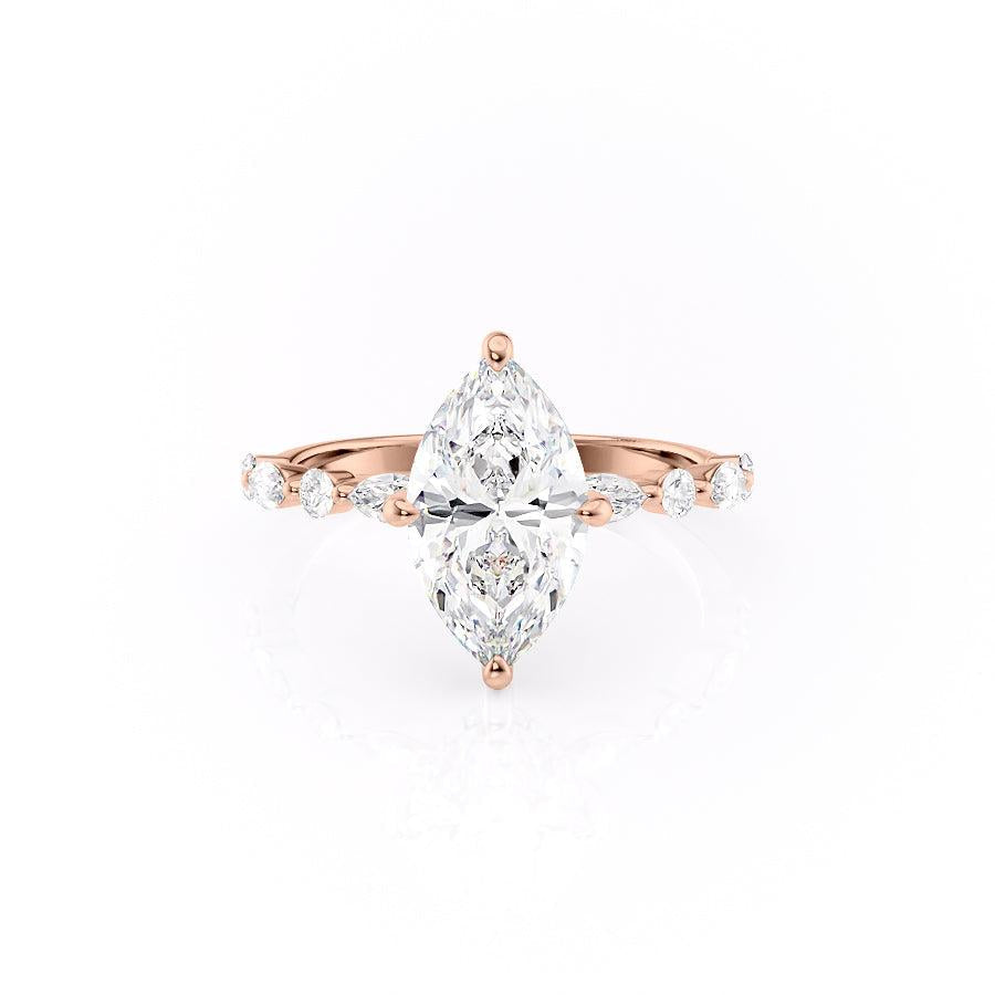 1.58 CT Marquise Cut Solitaire Pave Setting Moissanite Engagement Ring - Barbara Maison 