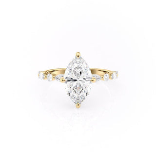 1.58 CT Marquise Cut Solitaire Pave Setting Moissanite Engagement Ring - Barbara Maison 