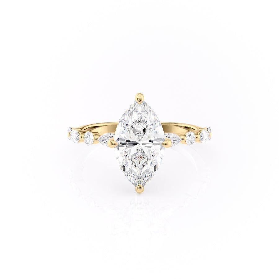 1.58 CT Marquise Cut Solitaire Pave Setting Moissanite Engagement Ring - Barbara Maison 
