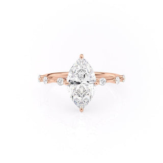 1.58 CT Marquise Cut Solitaire Dainty Engagement Ring With Hidden Halo Setting - Barbara Maison 