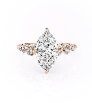 1.58 CT Marquise Cut Solitaire Hidden Halo Setting Moissanite Engagement Ring - Barbara Maison 