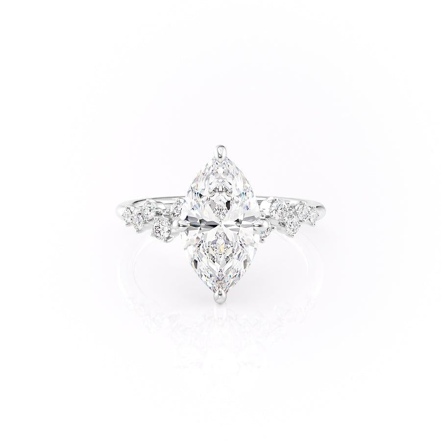1.58 CT Marquise Cut Solitaire Hidden Halo Setting Moissanite Engagement Ring - Barbara Maison 