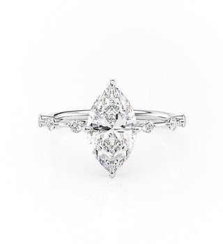 1.58 CT Marquise Cut Solitaire Dainty Engagement Ring With Hidden Halo Setting - Barbara Maison 