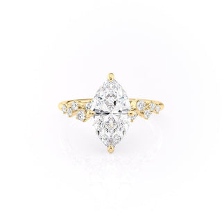 1.58 CT Marquise Cut Solitaire Hidden Halo Setting Moissanite Engagement Ring - Barbara Maison 