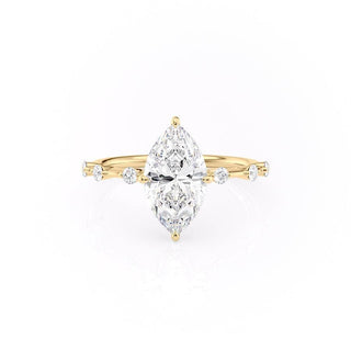 1.58 CT Marquise Cut Solitaire Dainty Engagement Ring With Hidden Halo Setting - Barbara Maison 