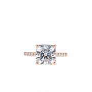 0.96-2.54 CT Cushion Cut Solitaire Pave Moissanite Engagement Ring - Barbara Maison 