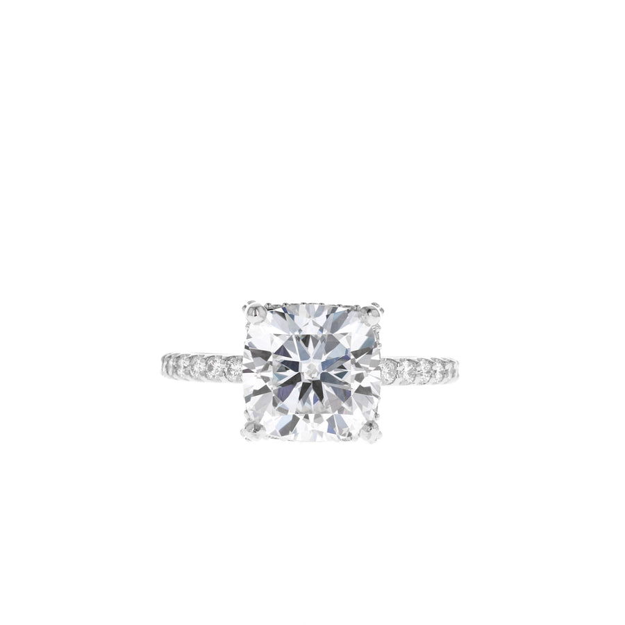 0.96-2.54 CT Cushion Cut Solitaire Pave Moissanite Engagement Ring - Barbara Maison 