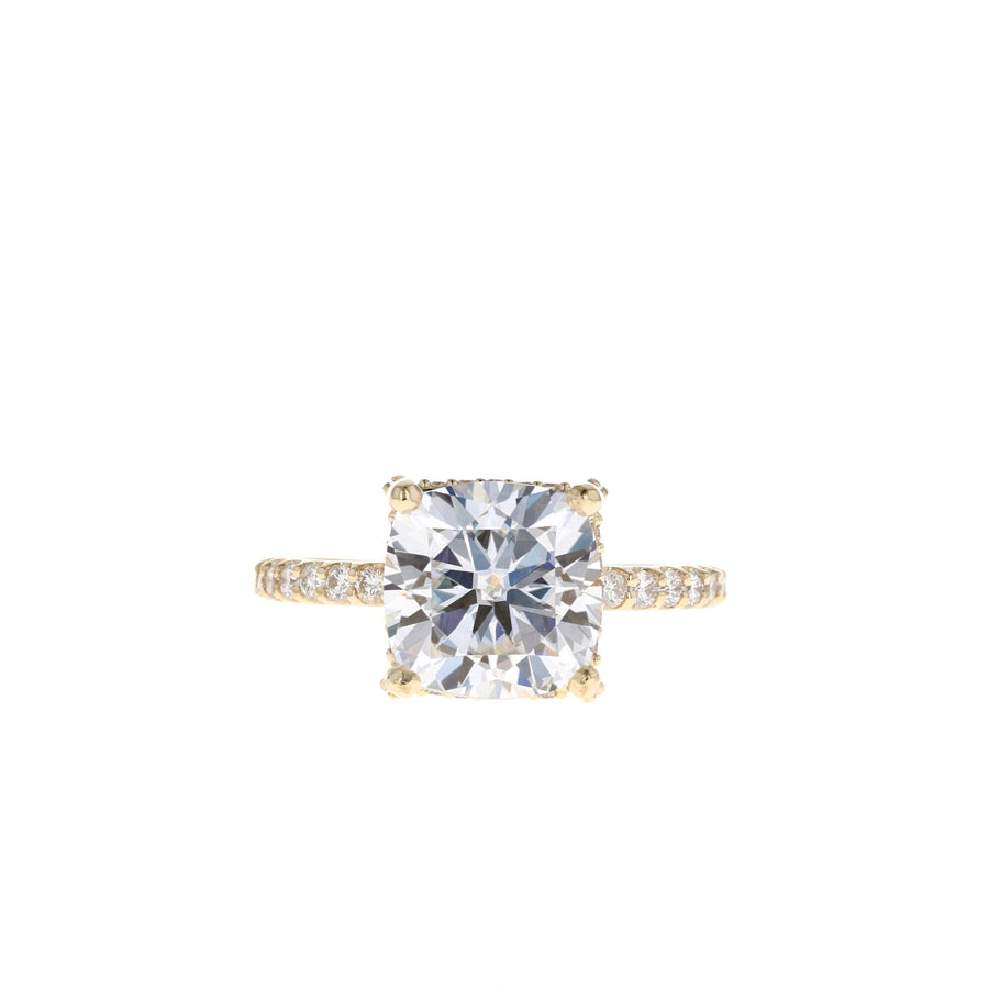 0.96-2.54 CT Cushion Cut Solitaire Pave Moissanite Engagement Ring - Barbara Maison 