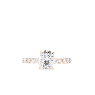 0.84-1.91 CT Oval Cut Solitaire Pave Moissanite Engagement Ring - Barbara Maison 