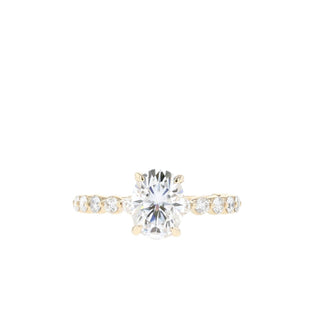 0.84-1.91 CT Oval Cut Solitaire Pave Moissanite Engagement Ring - Barbara Maison 