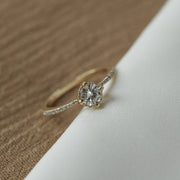 0.45 CT Round Cut Solitaire Pave Moissanite Engagement Ring - Barbara Maison 