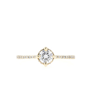 0.45 CT Round Cut Solitaire Pave Moissanite Engagement Ring - Barbara Maison 