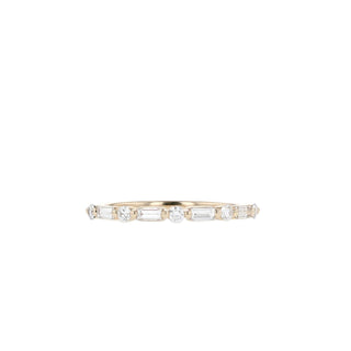 0.35 CT Round & Baguette Half Eternity Moissanite Wedding Band - Barbara Maison 