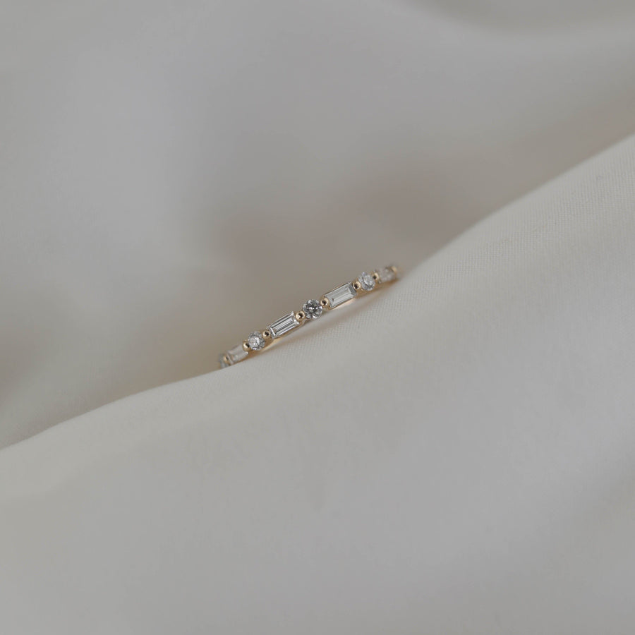 0.35 CT Round & Baguette Half Eternity Moissanite Wedding Band - Barbara Maison 