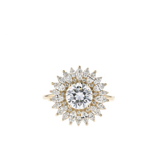 0.88 CT Round Cut Ballerina Moissanite Engagement Ring - Barbara Maison 