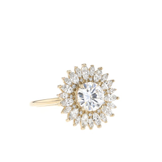 0.88 CT Round Cut Ballerina Moissanite Engagement Ring - Barbara Maison 