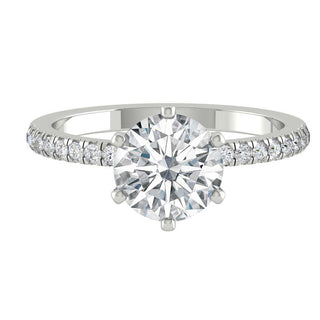 1.85 CT Round Cut Solitaire Pave Moissanite Engagement Ring - Barbara Maison 