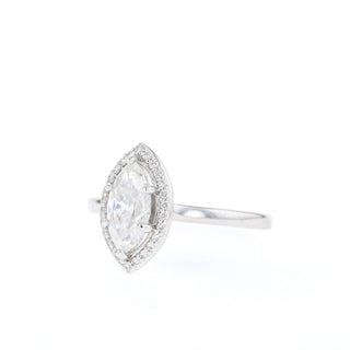 0.47-0.90 CT Marquise Cut Halo Moissanite Engagement Ring - Barbara Maison 