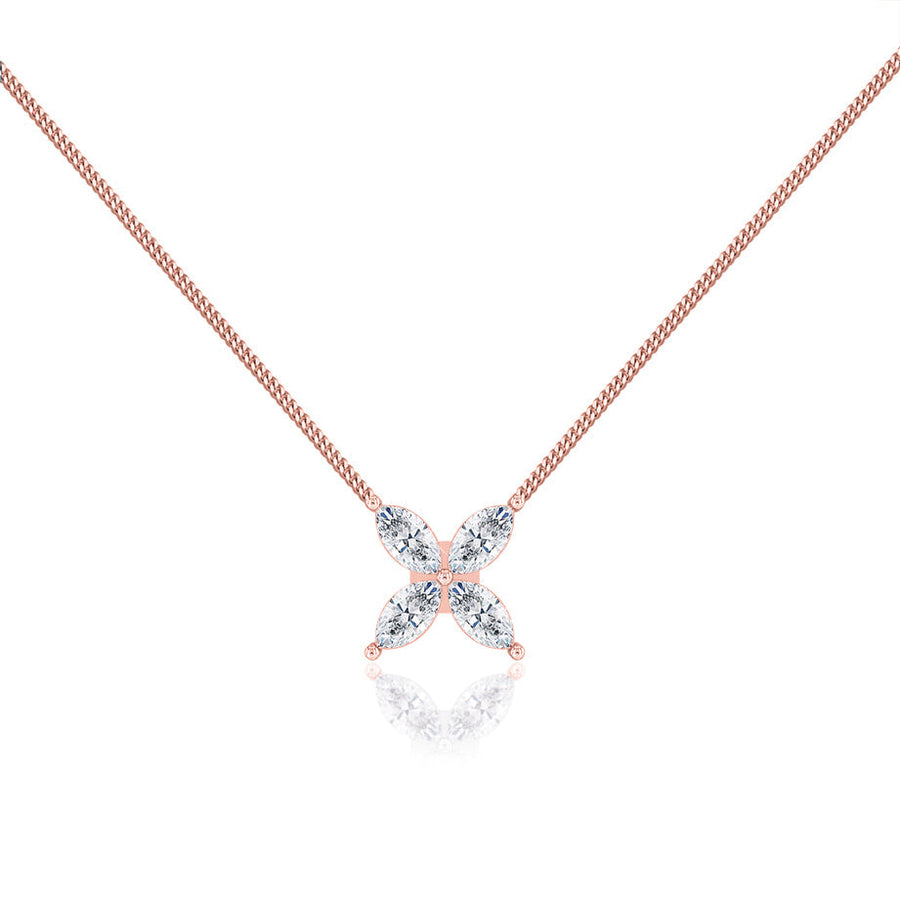 0.23 Marquise Moissanite Diamond Flower Style Necklace