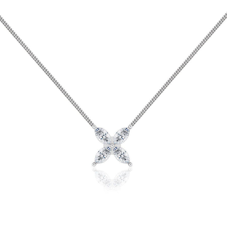 0.23 Marquise Moissanite Diamond Flower Style Necklace