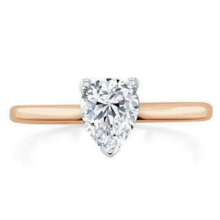 0.75 CT Pear Cut Solitaire Moissanite Engagement Ring - Barbara Maison 