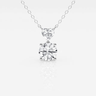 1.33 TCW Round & Heart Moissanite Diamond Two Stone Necklace - Barbara Maison 