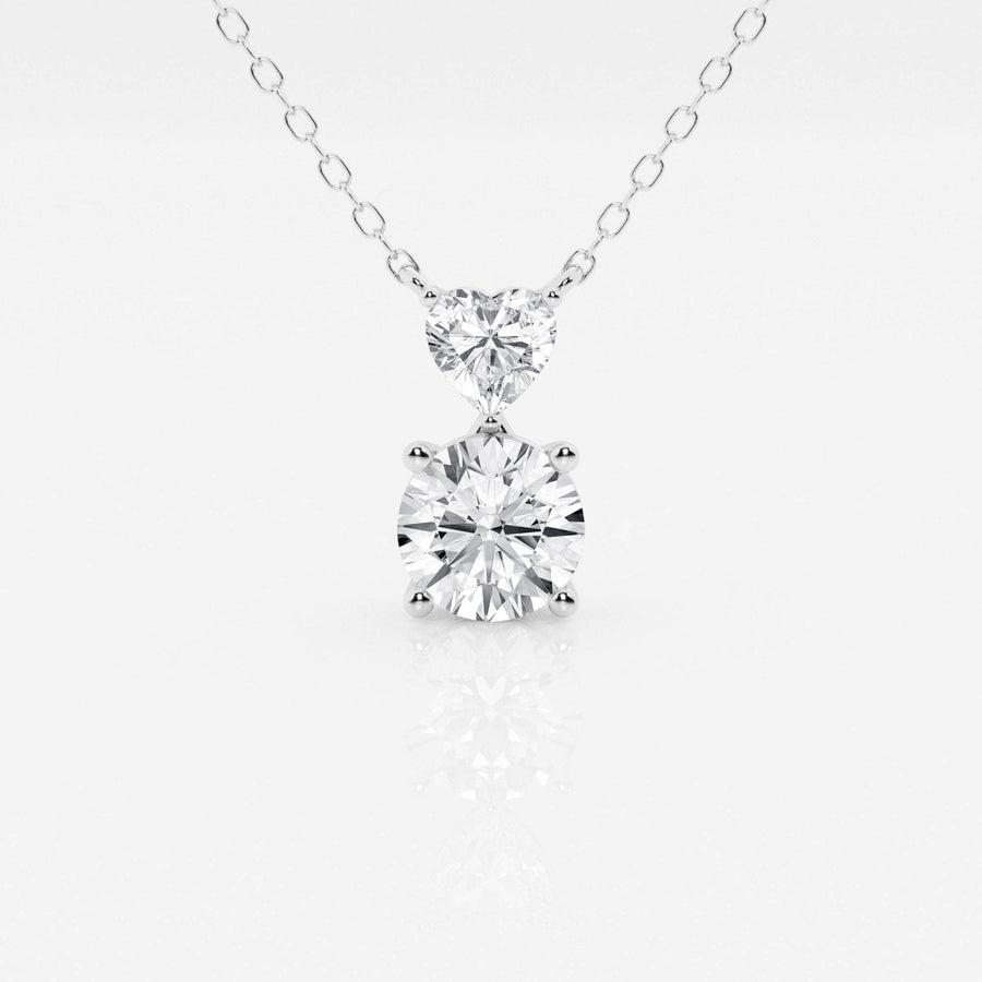 1.33 TCW Round & Heart Moissanite Diamond Two Stone Necklace - Barbara Maison 