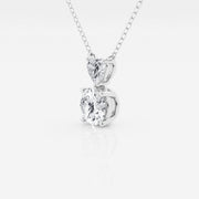 1.33 TCW Round & Heart Moissanite Diamond Two Stone Necklace - Barbara Maison 