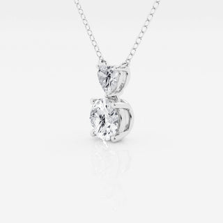 1.33 TCW Round & Heart Moissanite Diamond Two Stone Necklace - Barbara Maison 