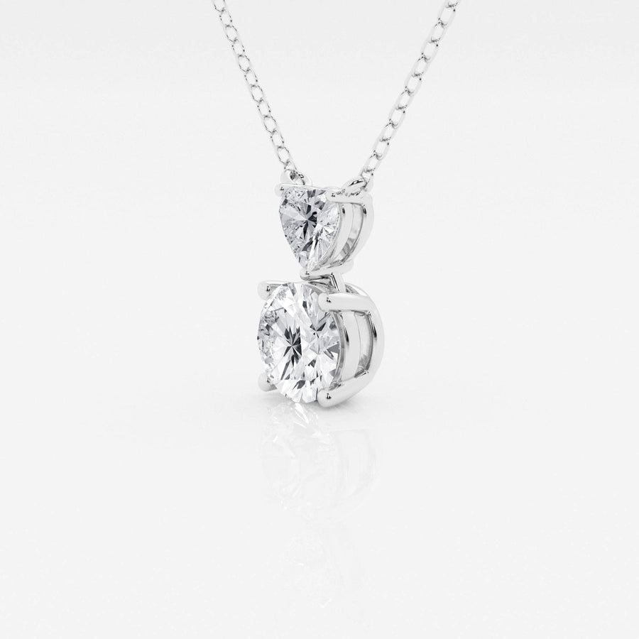 1.33 TCW Round & Heart Moissanite Diamond Two Stone Necklace - Barbara Maison 