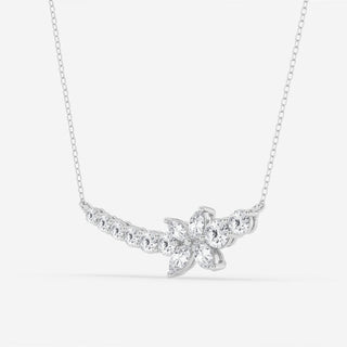 1.66 TCW Marquise & Round Moissanite Diamond Curved Butterfly Necklace - Barbara Maison 